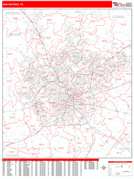 San Antonio Digital Map Red Line Style